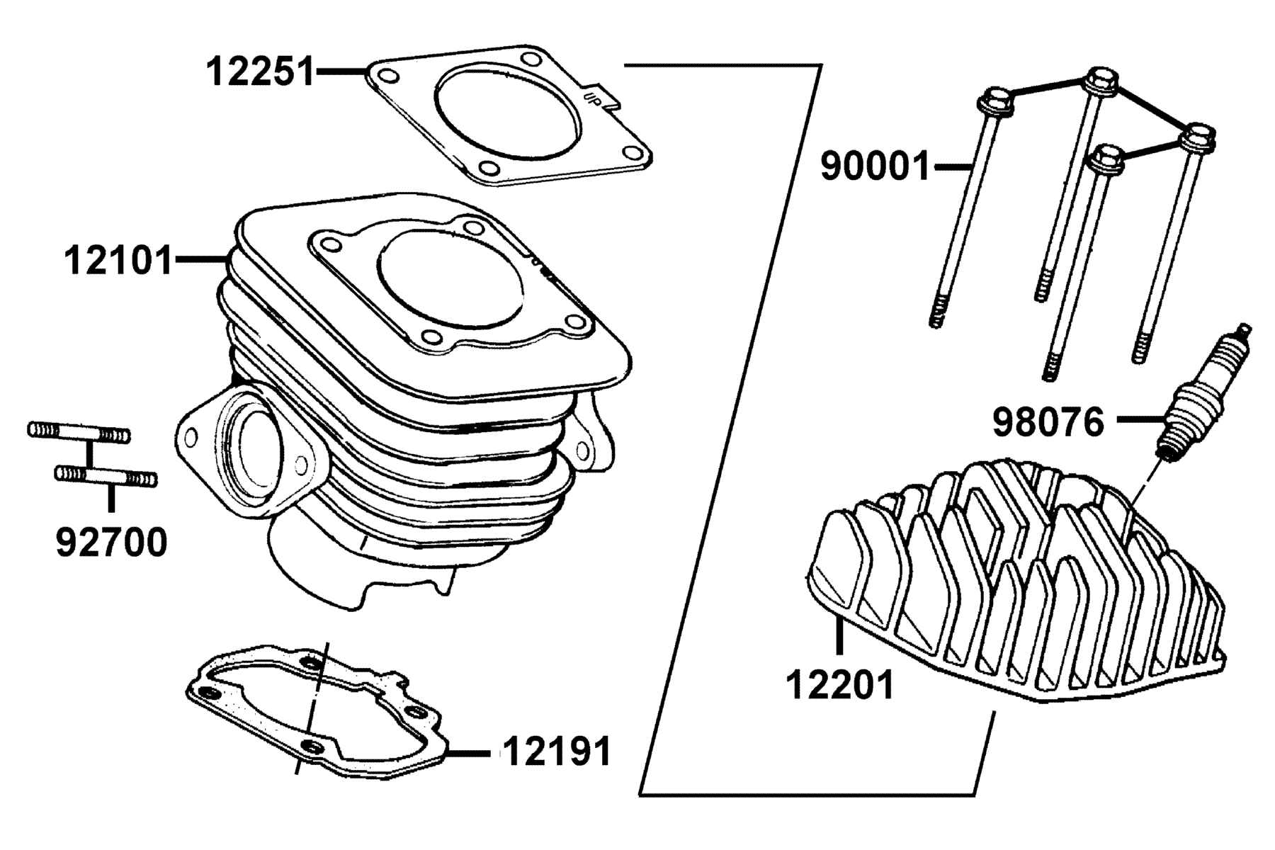 KYMCO PEOPLE 50 (2007-2008) Cylinder Head and Cylinder parts diagram