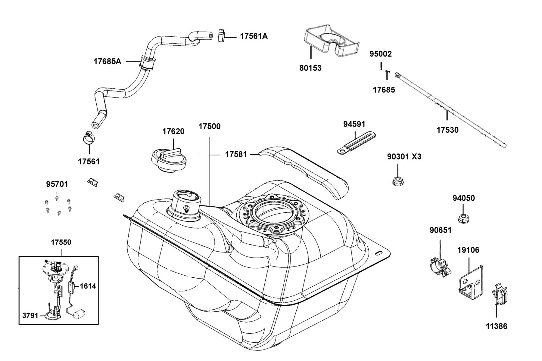 DOWNTOWN GT 125 Fuel Tank parts diagram