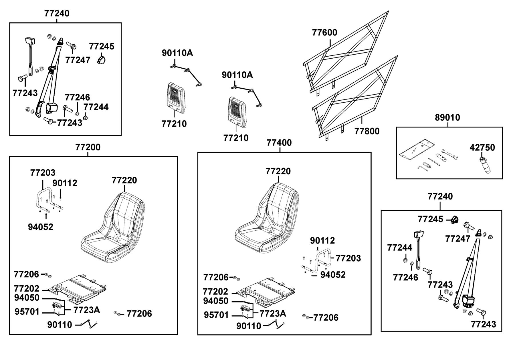 UXV 700i HE (2016~) Seat parts diagram