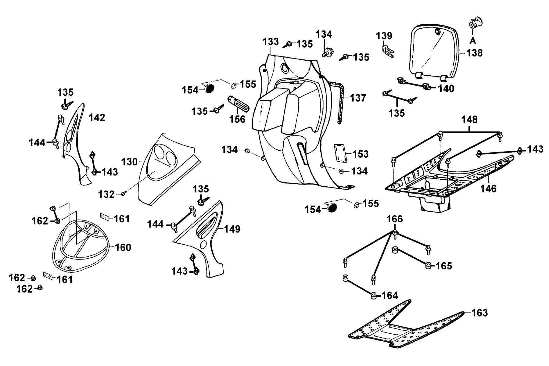 KYMCO COBRA 50 (2001-2004) Front Cover and Floor Panel parts diagram