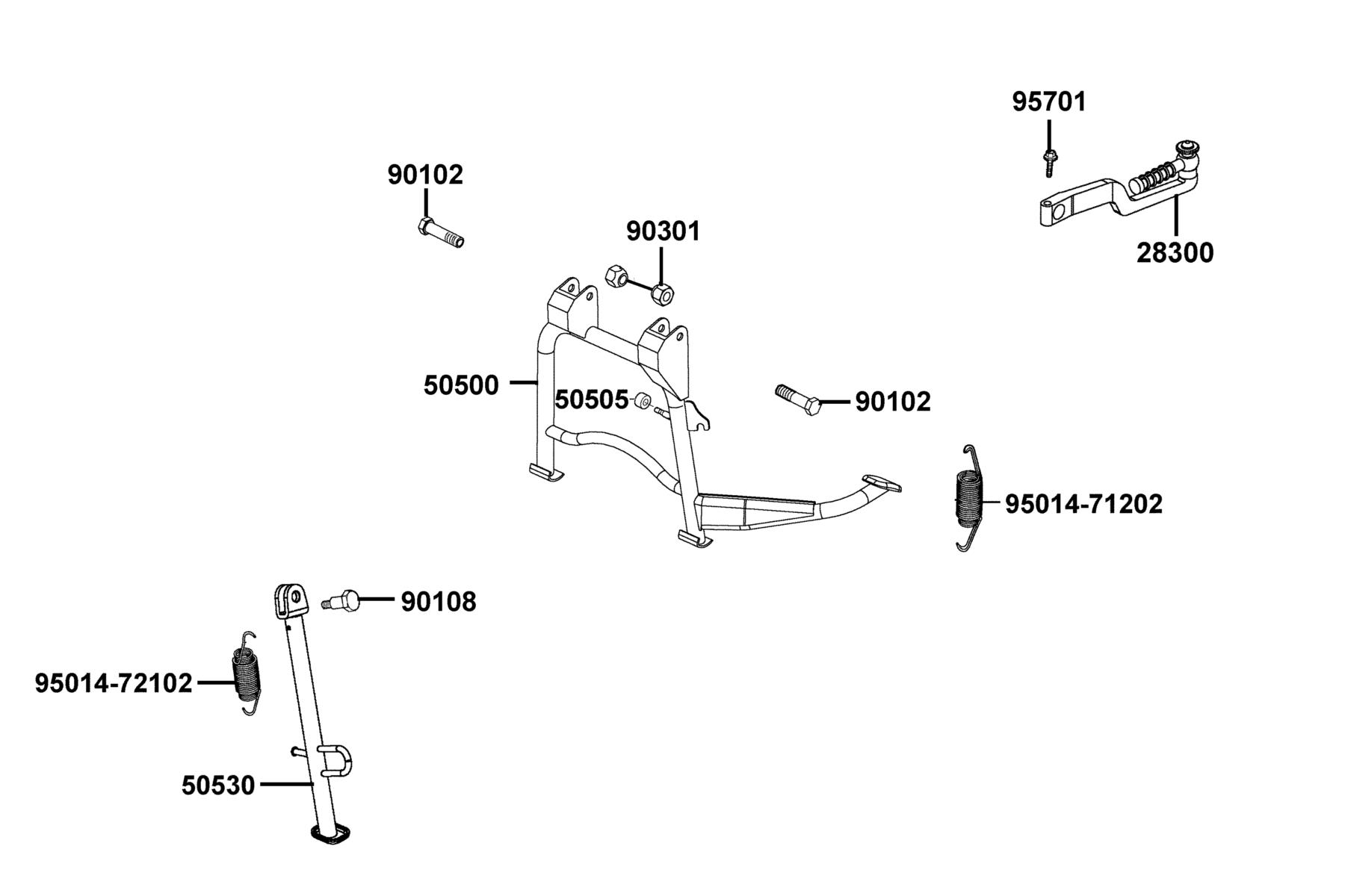 SUPER8 50R ON-ROAD(2017) Stand ● Kick Starter Arm parts diagram