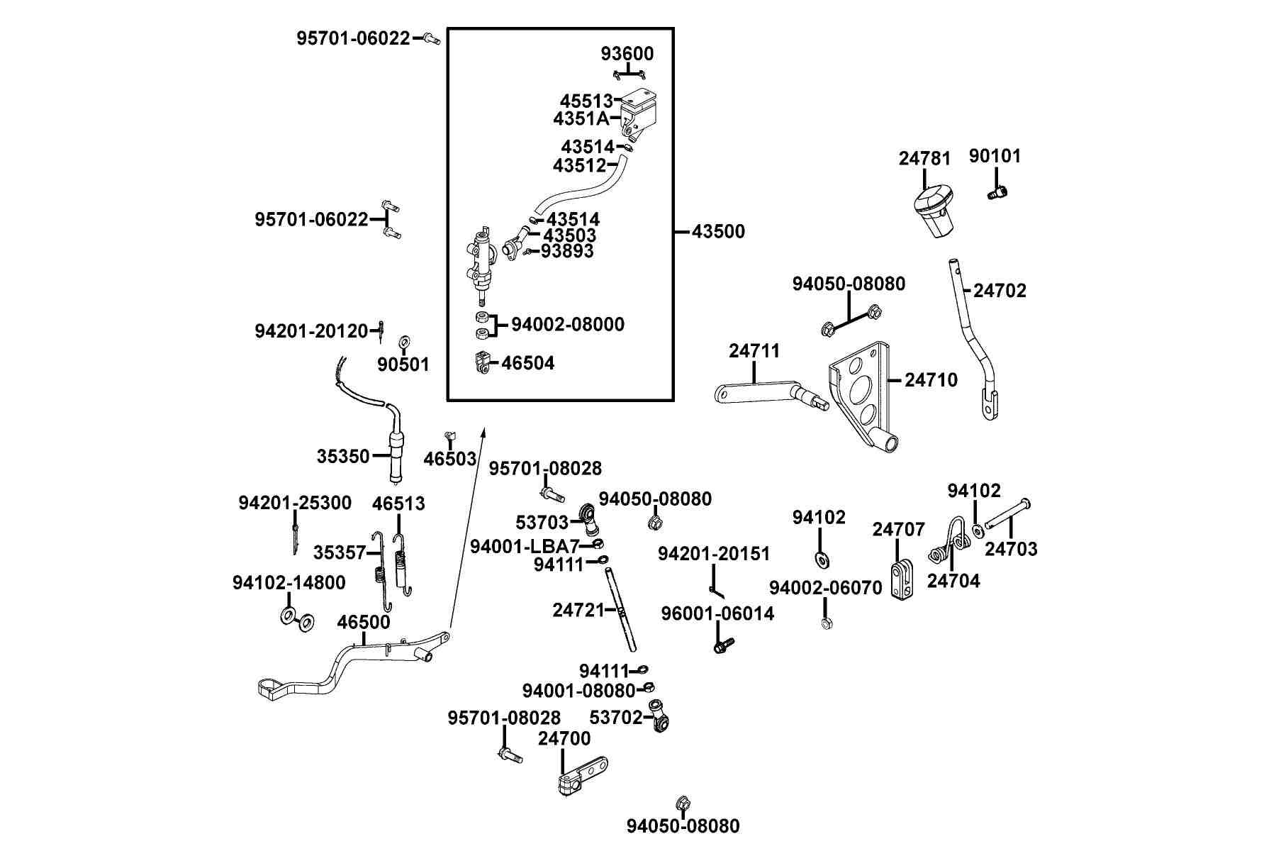 KYMCO MXU 300 (2008-2008) Master Cylinder Rear parts diagram