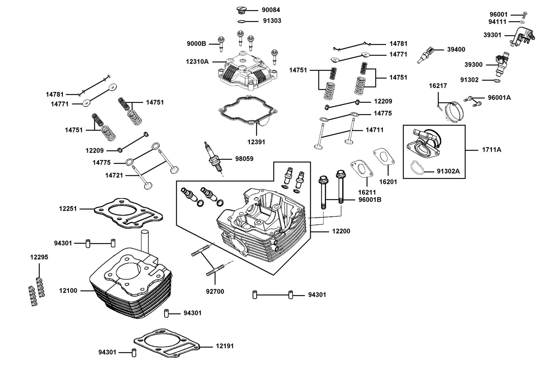 SPADE 150 FI(2018) Cylinder Head●Cylinder parts diagram