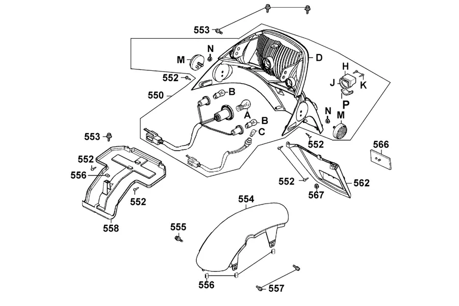 F18 Rear Light and Rear Fender parts diagram