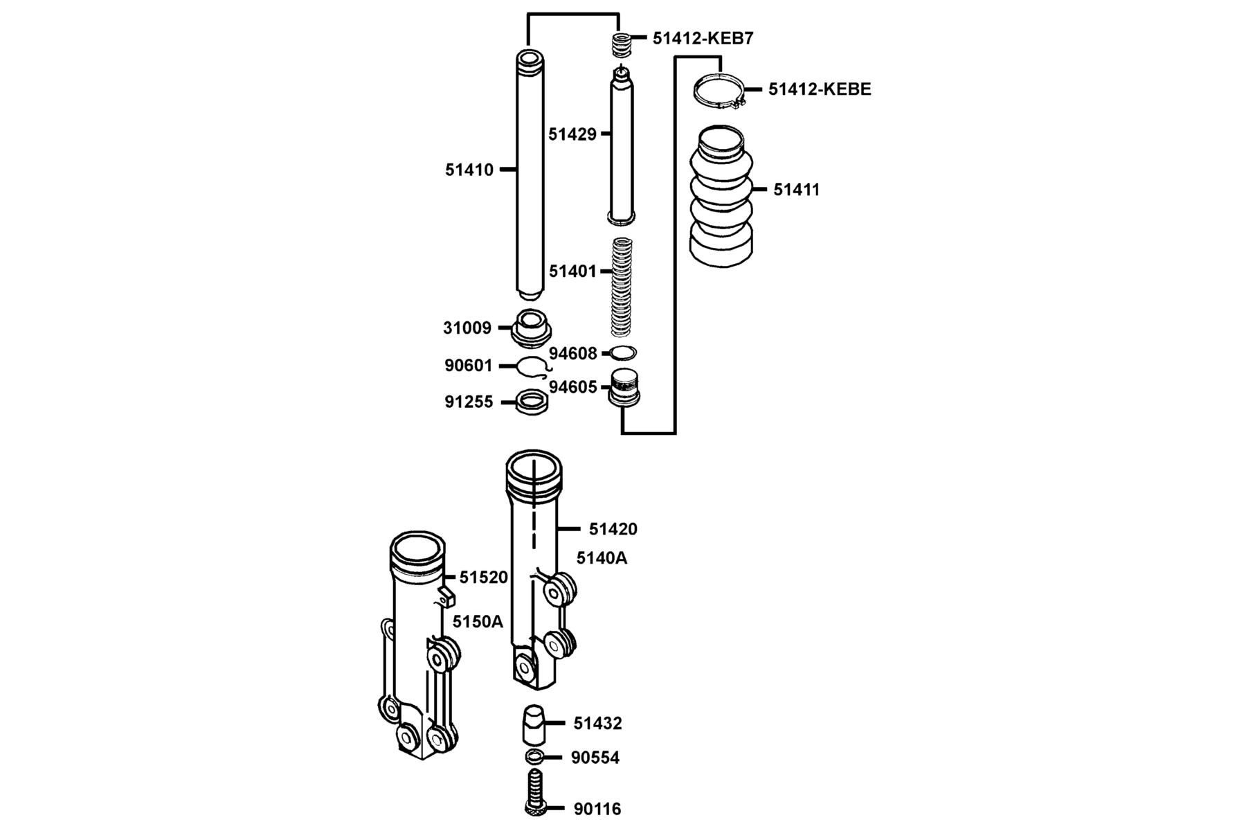 KYMCO ZX 50 Separated Parts Of Fr Fork parts diagram