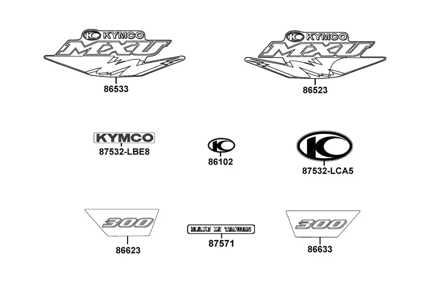 F26 Emblem and Stripe parts diagram