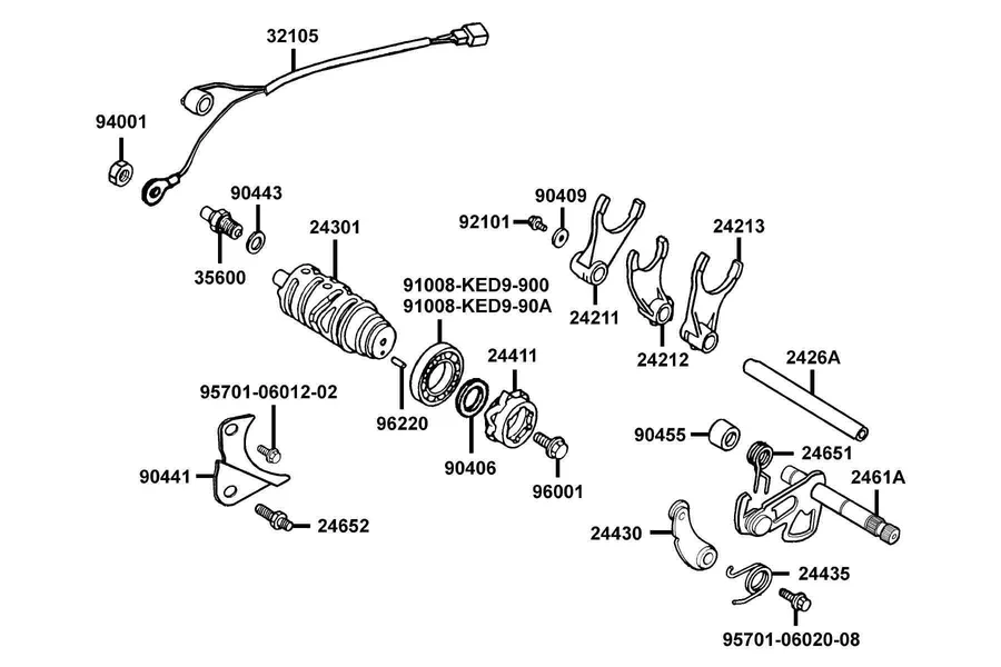 E15 Gearshift Drum parts diagram