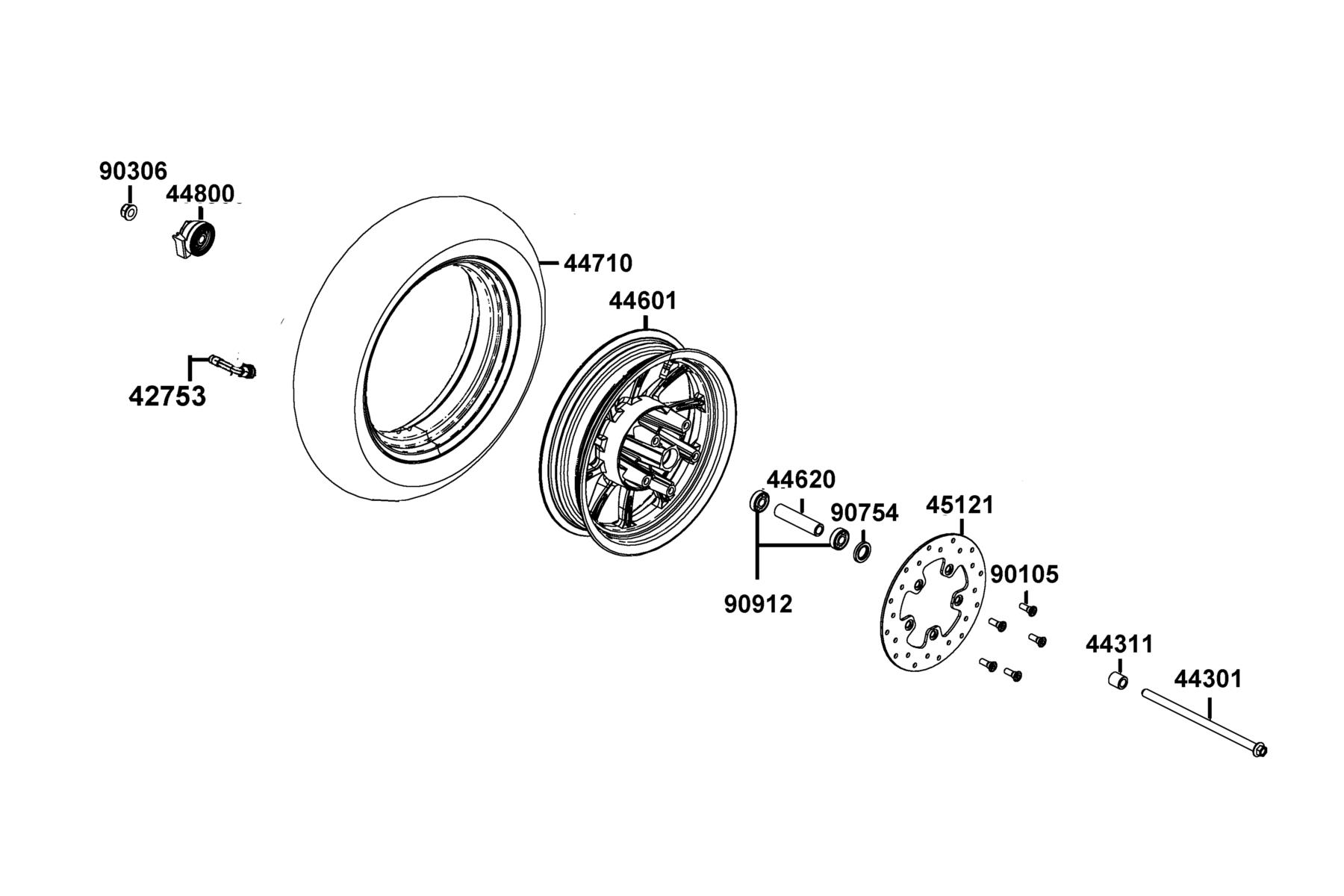 LIKE(2)50(2019~) Front Wheel parts diagram