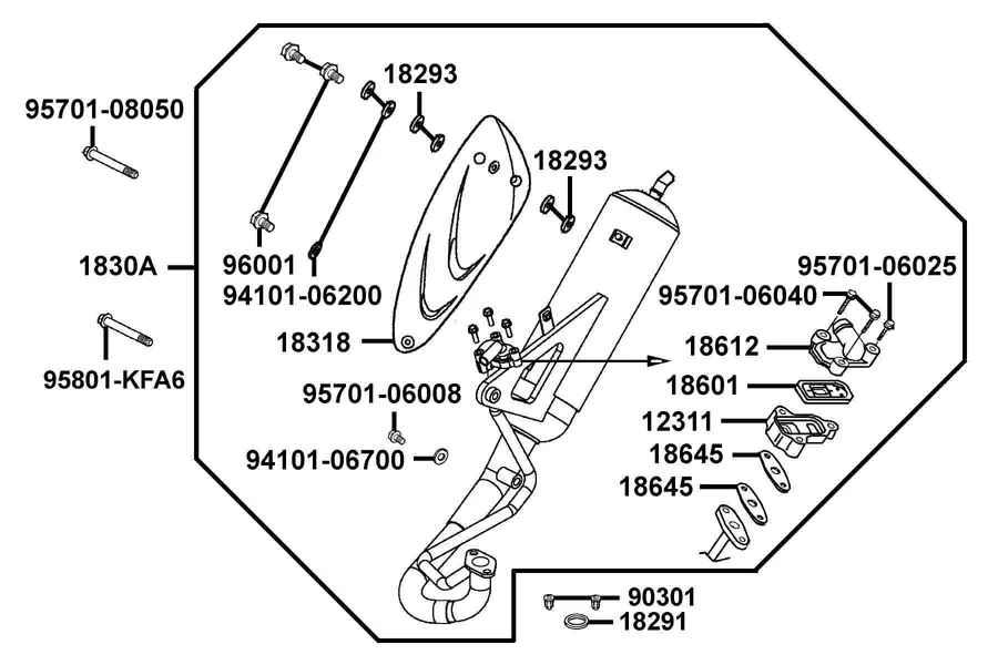 F15 Exhaust Muffler parts diagram