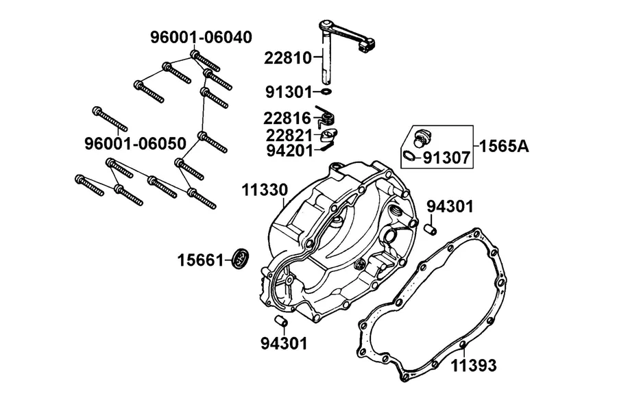 E03 Right Crankcase Cover parts diagram