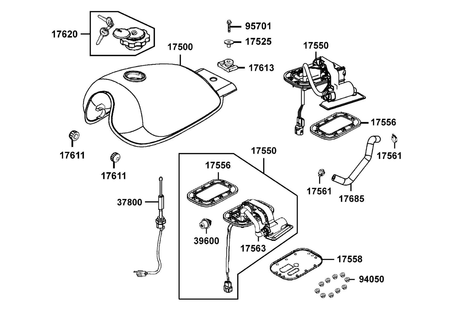 SPADE 150 FI(2018) Fuel Tank parts diagram