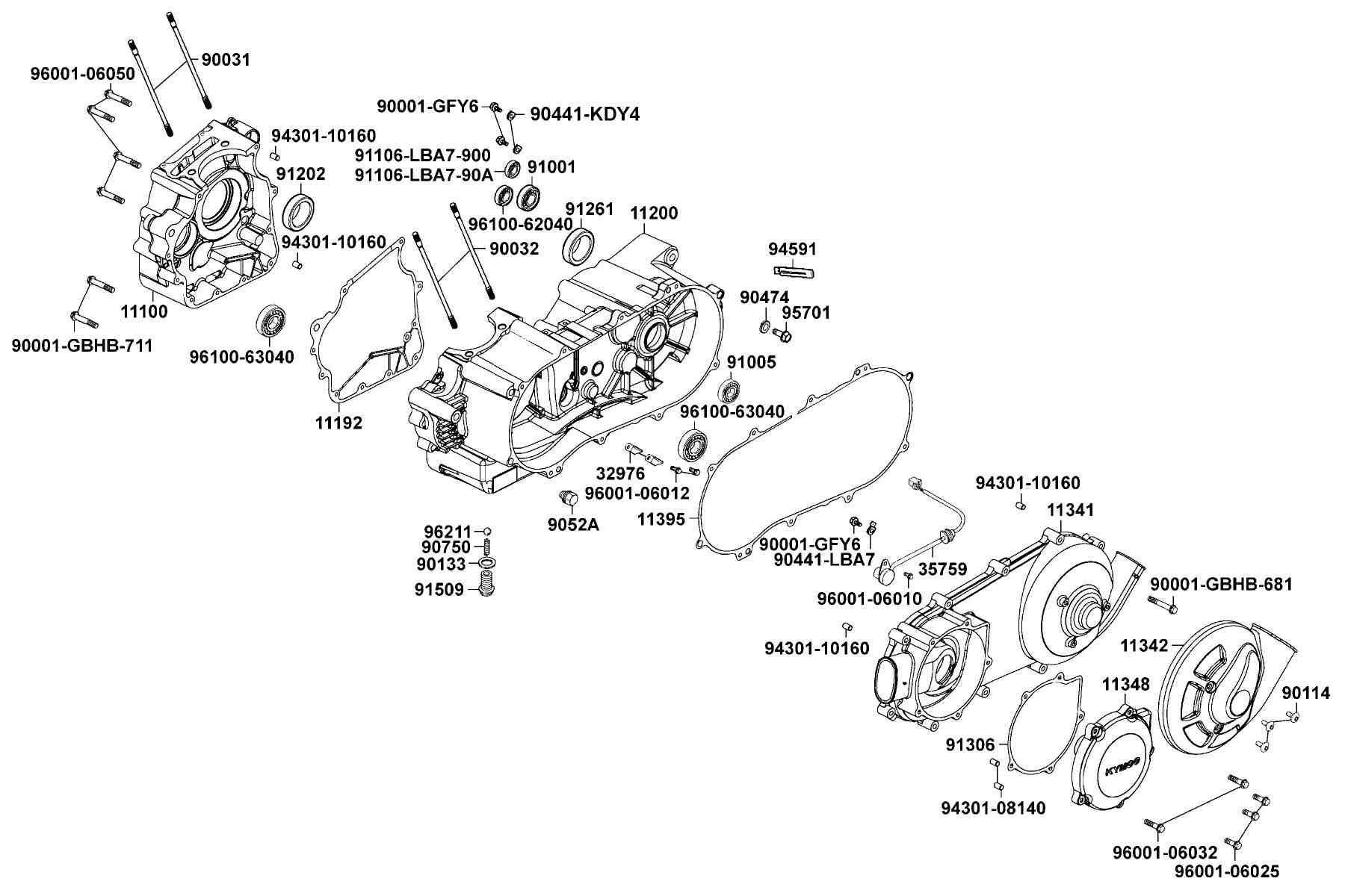 KYMCO Mongoose 250 (2004-2007) Crank Case parts diagram