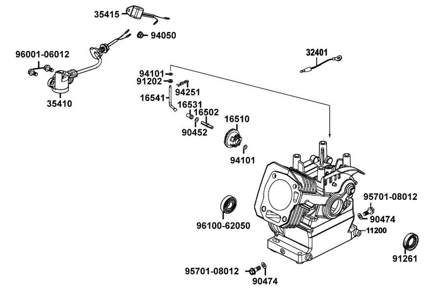 E02 Crank Case Comp Left parts diagram