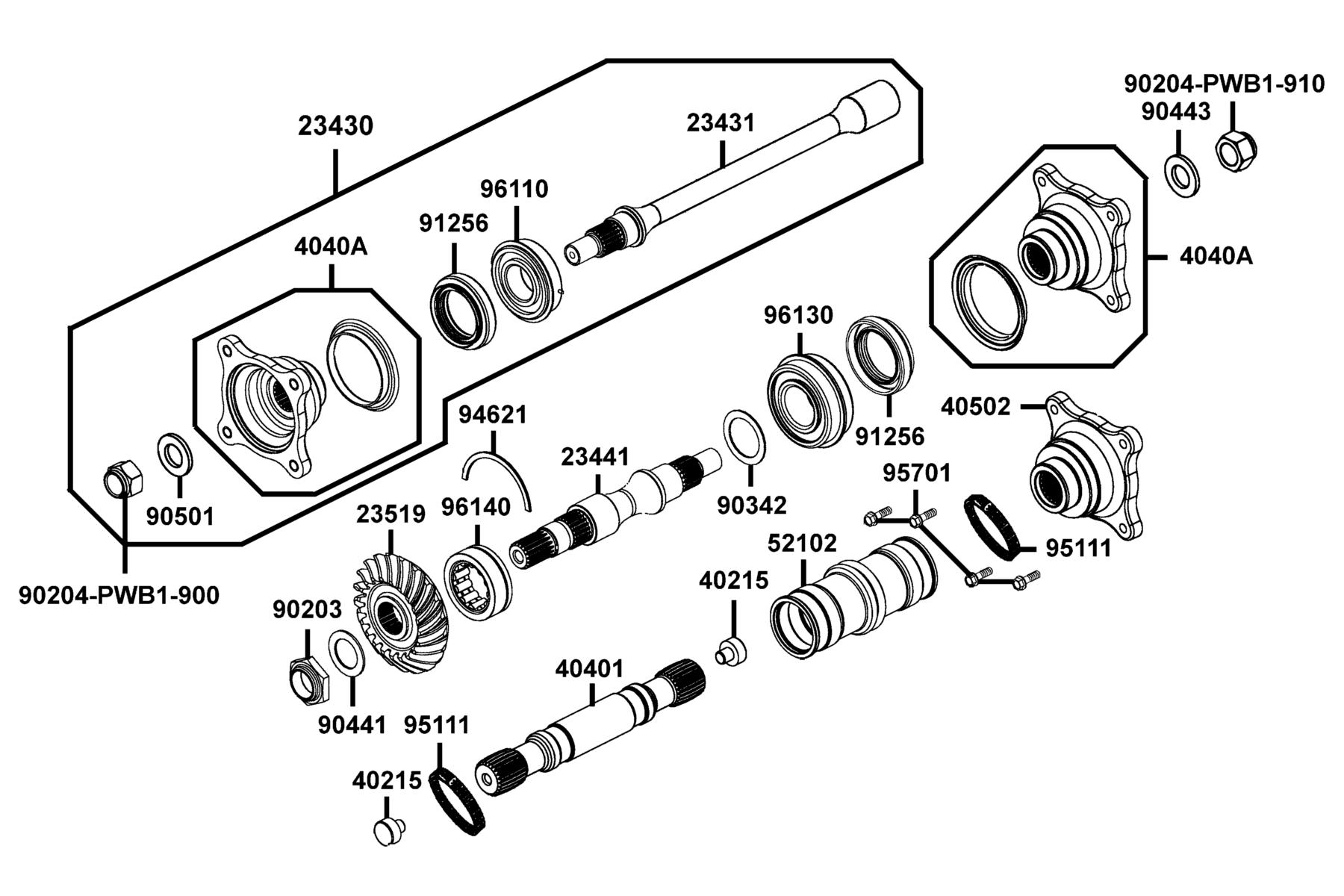 MXU 450i (2017~) Shaft Drive Front parts diagram
