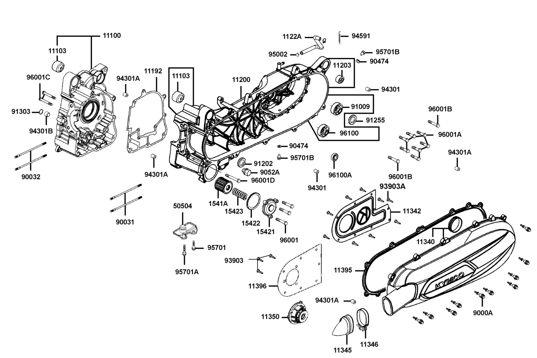 DOWNTOWN GT 125 Crank Case parts diagram
