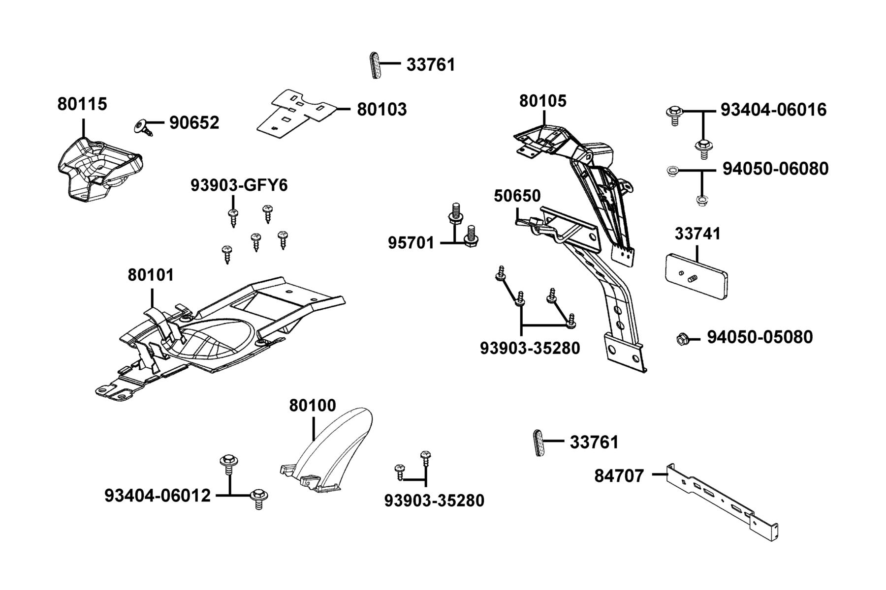 K-PIPE 125(2016~) Rear Fender parts diagram