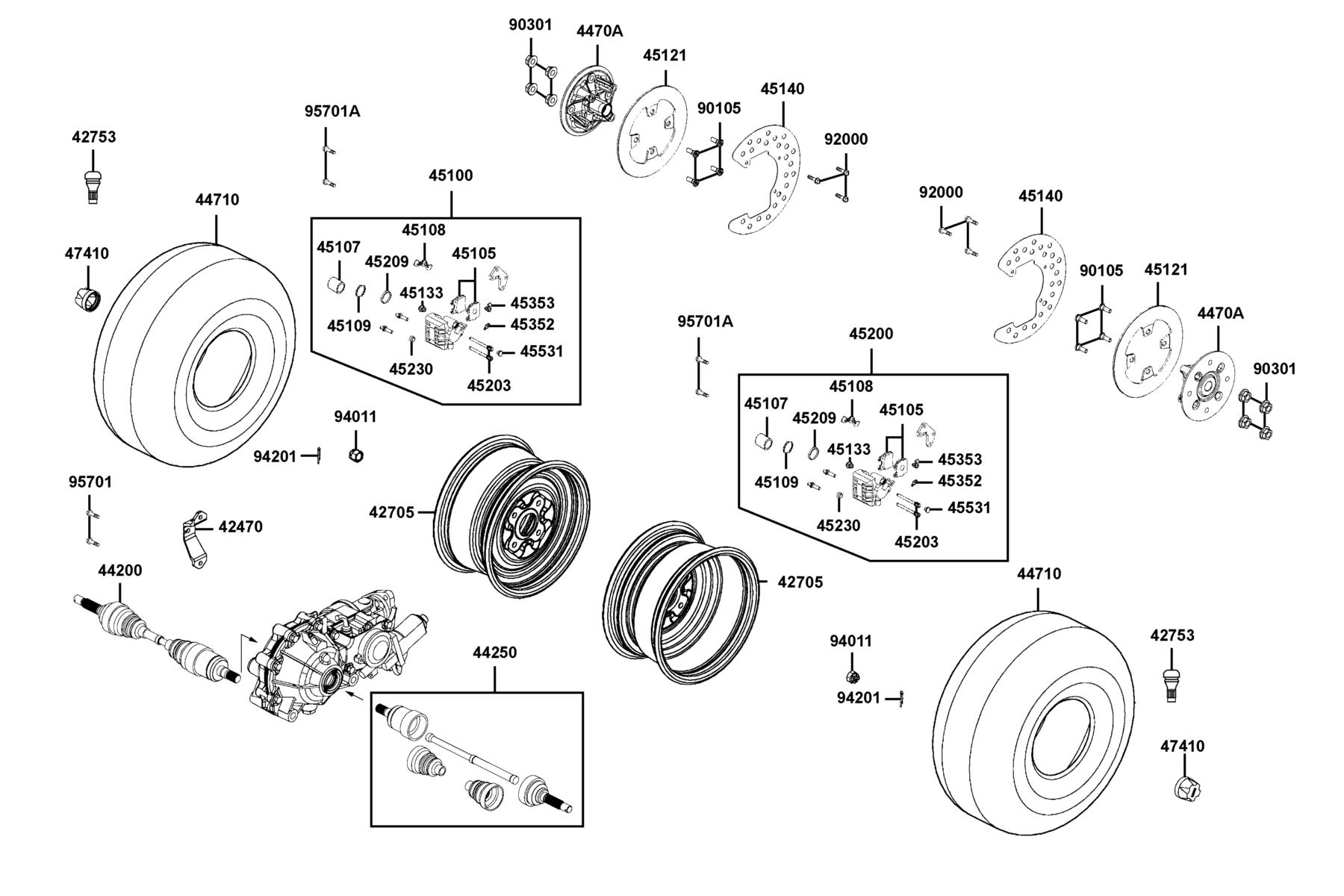 KYMCO UXV 500 (Off Road LE) (2011-2011) Front Wheel parts diagram