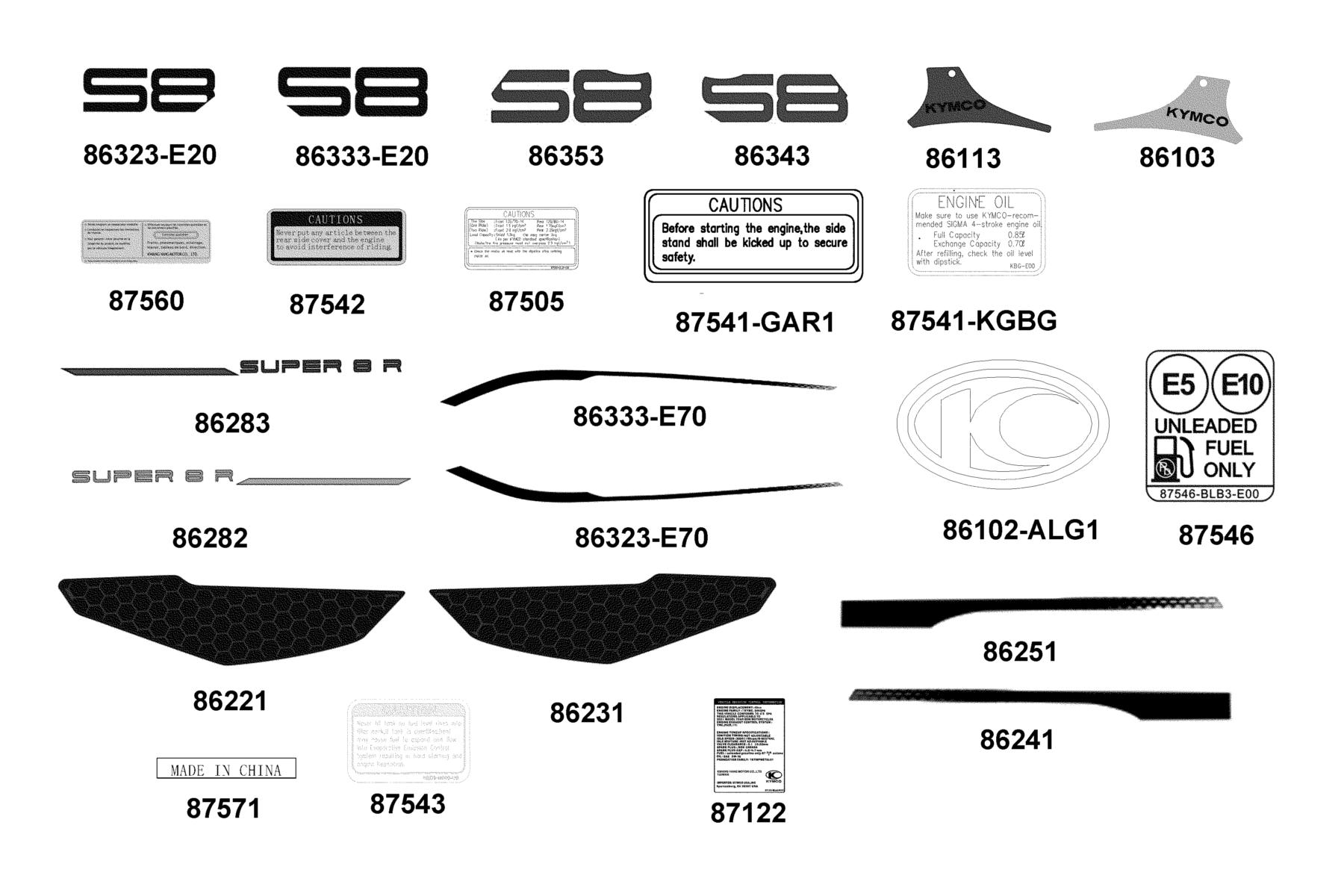 Super 8 50 MY2026 Emblem ● Stripe parts diagram