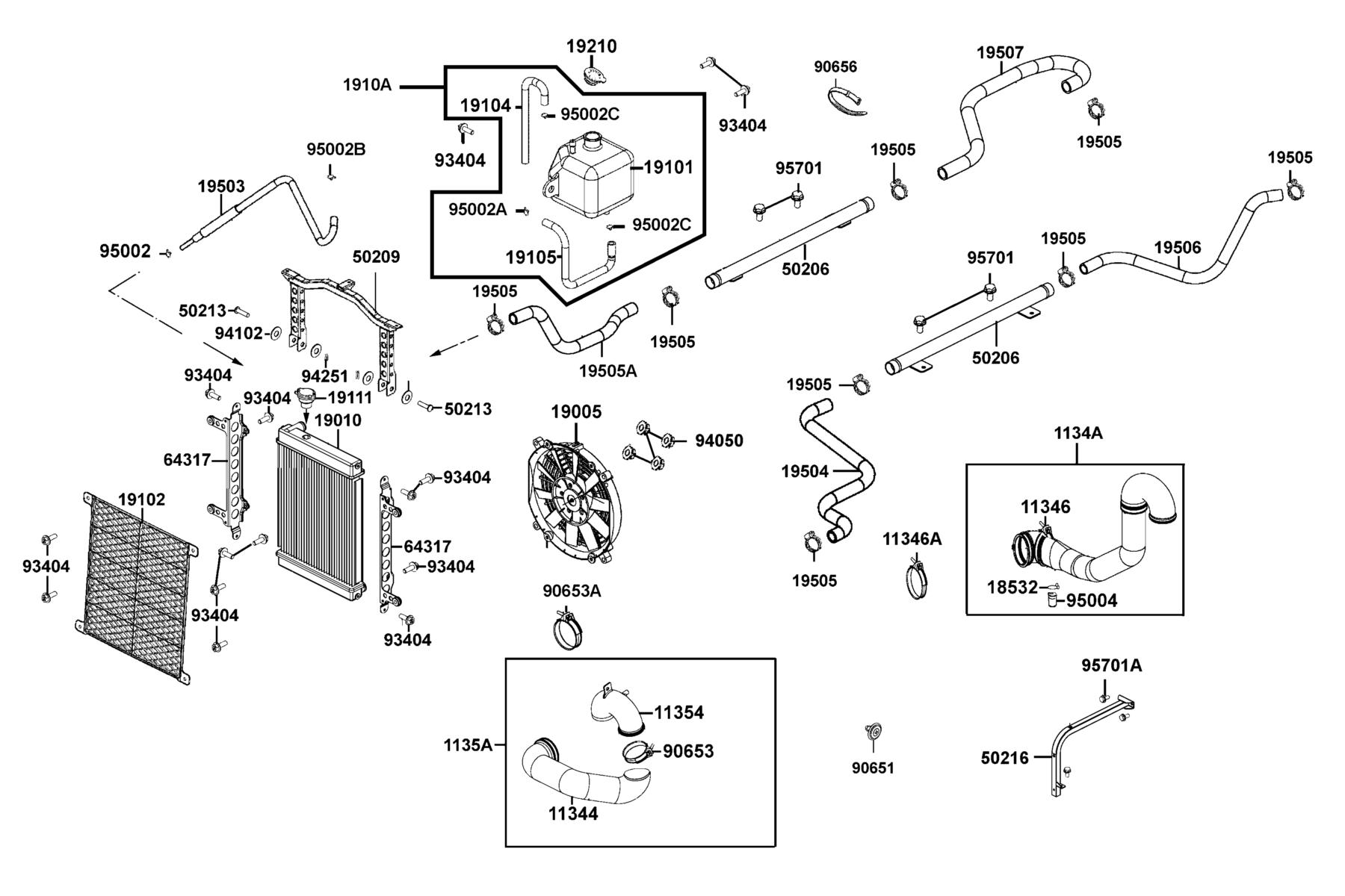 UXV 700(2021) Radiator parts diagram