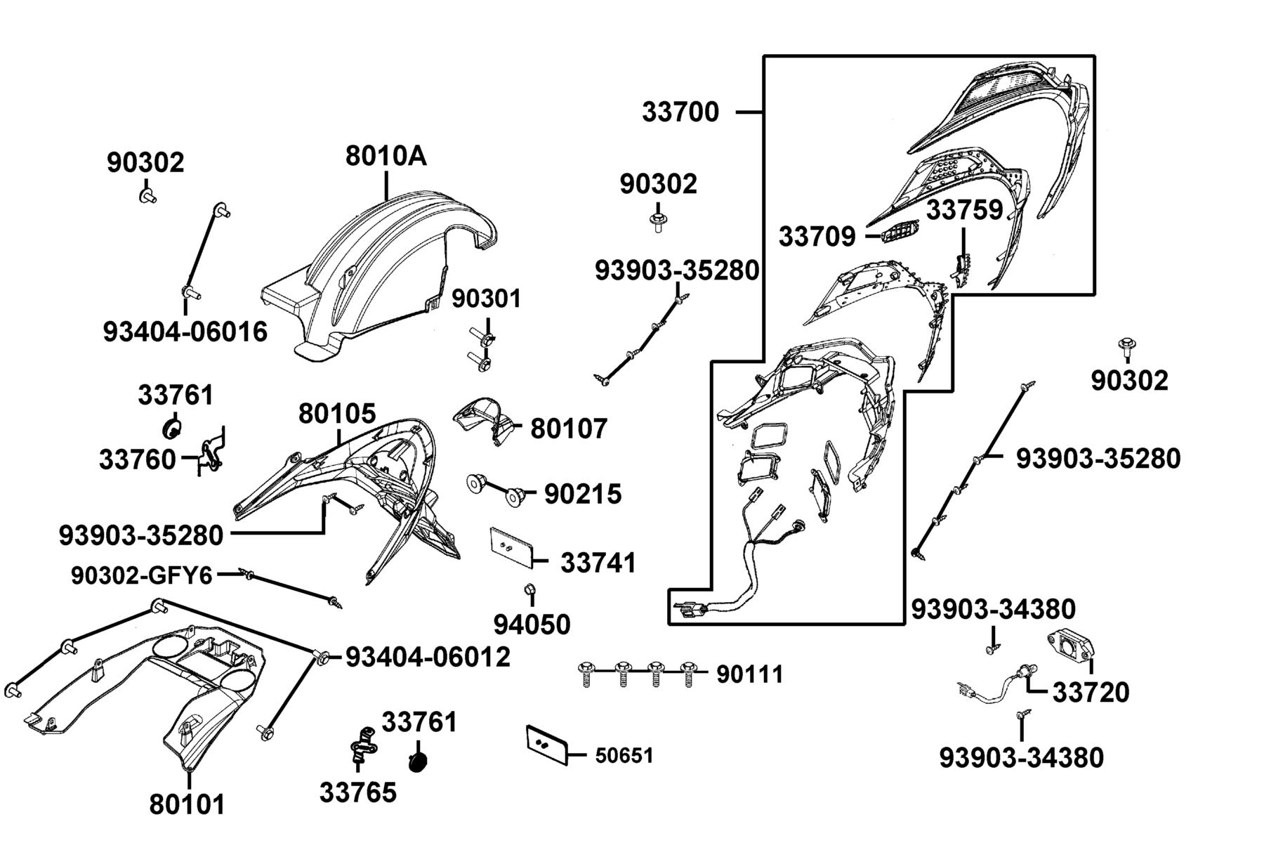 X-TOWN300i ABS (2019) Tail Light parts diagram