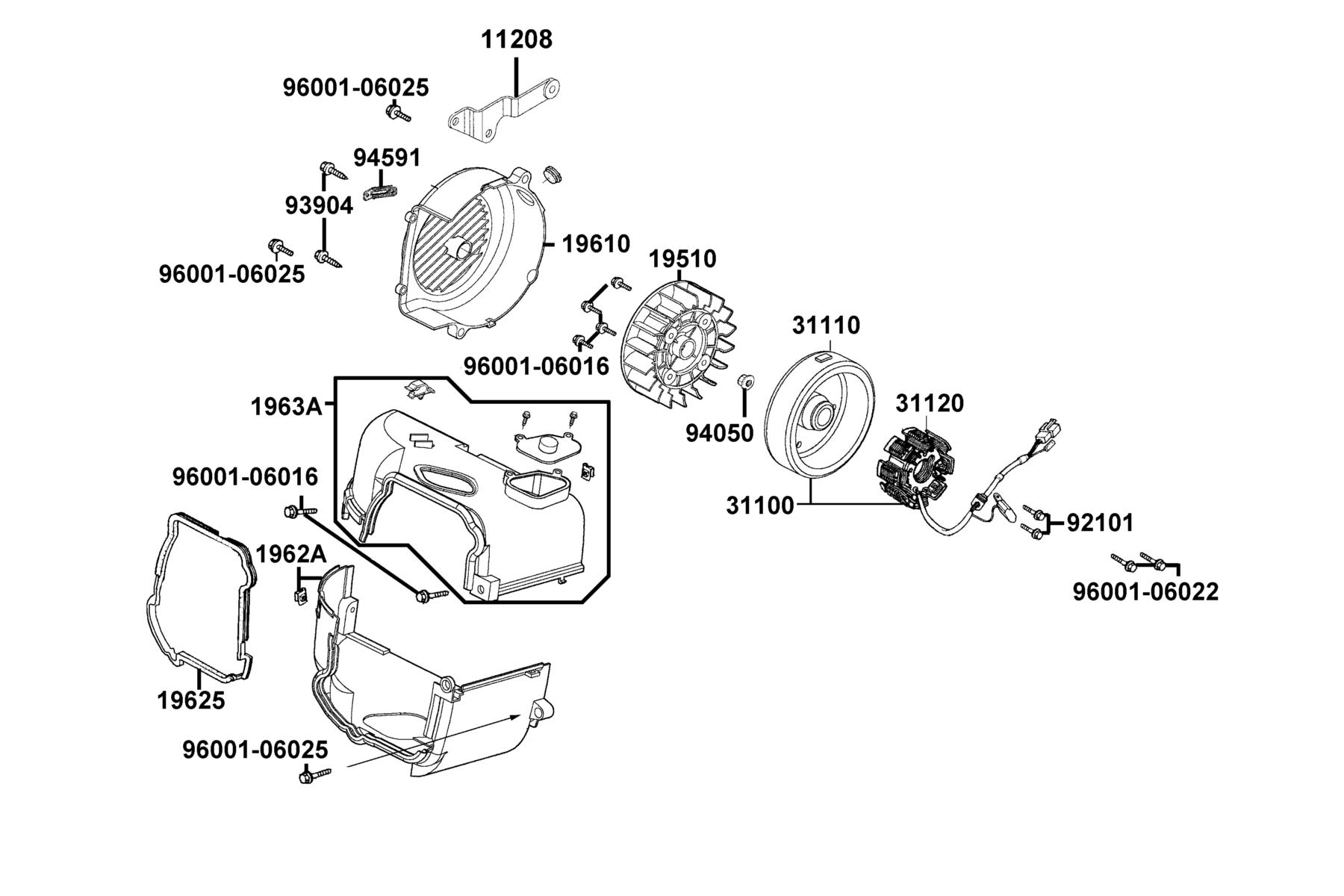 LIKE(2)50(2019~) Fan Cover ● Generator parts diagram
