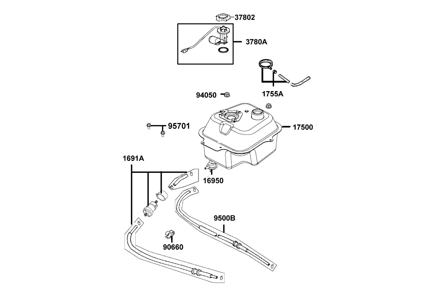 KYMCO AGILITY 50 (2005+) Fuel Tank parts diagram