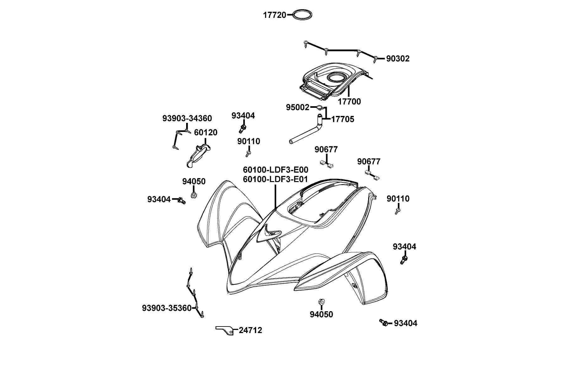 KYMCO Mongoose 300 (2007-2007) Fender Front parts diagram