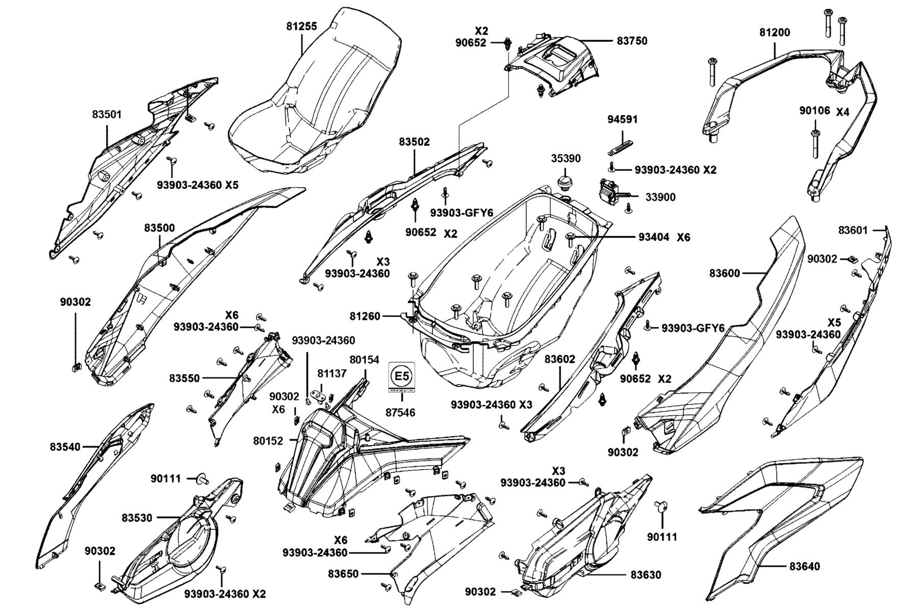 AK550 ST Body Cover●Luggage Box parts diagram