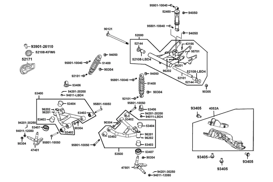 F16 Cushion and Fork Rear parts diagram