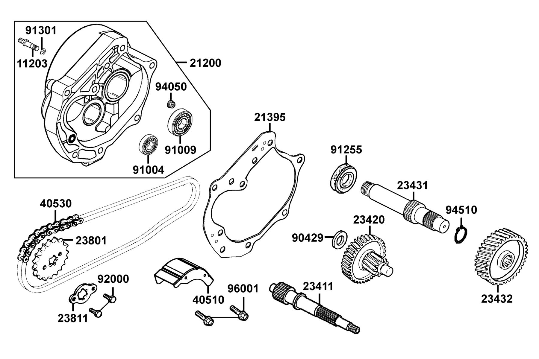 KYMCO Mongoose 50 Transmission parts diagram