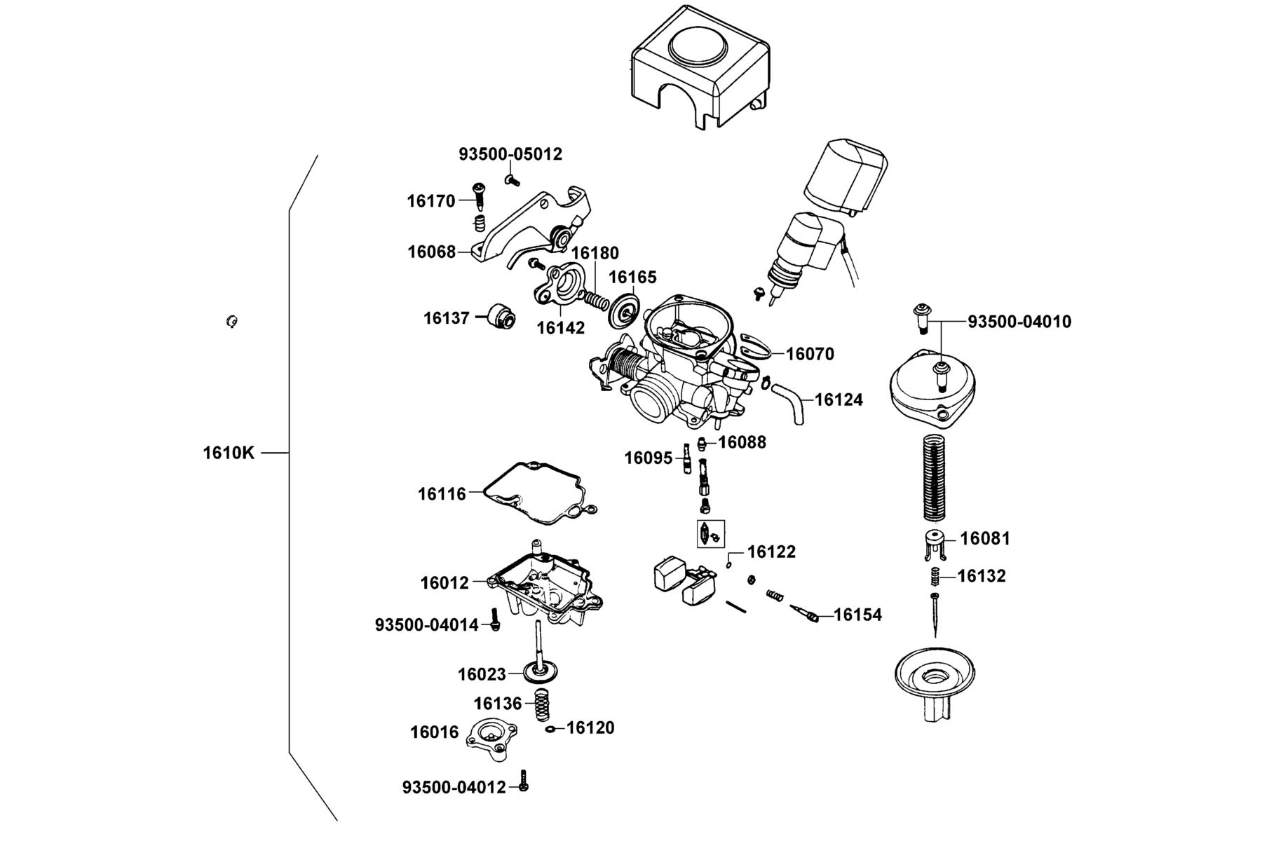 KYMCO AGILITY 50 (2006+) Carburetor parts diagram