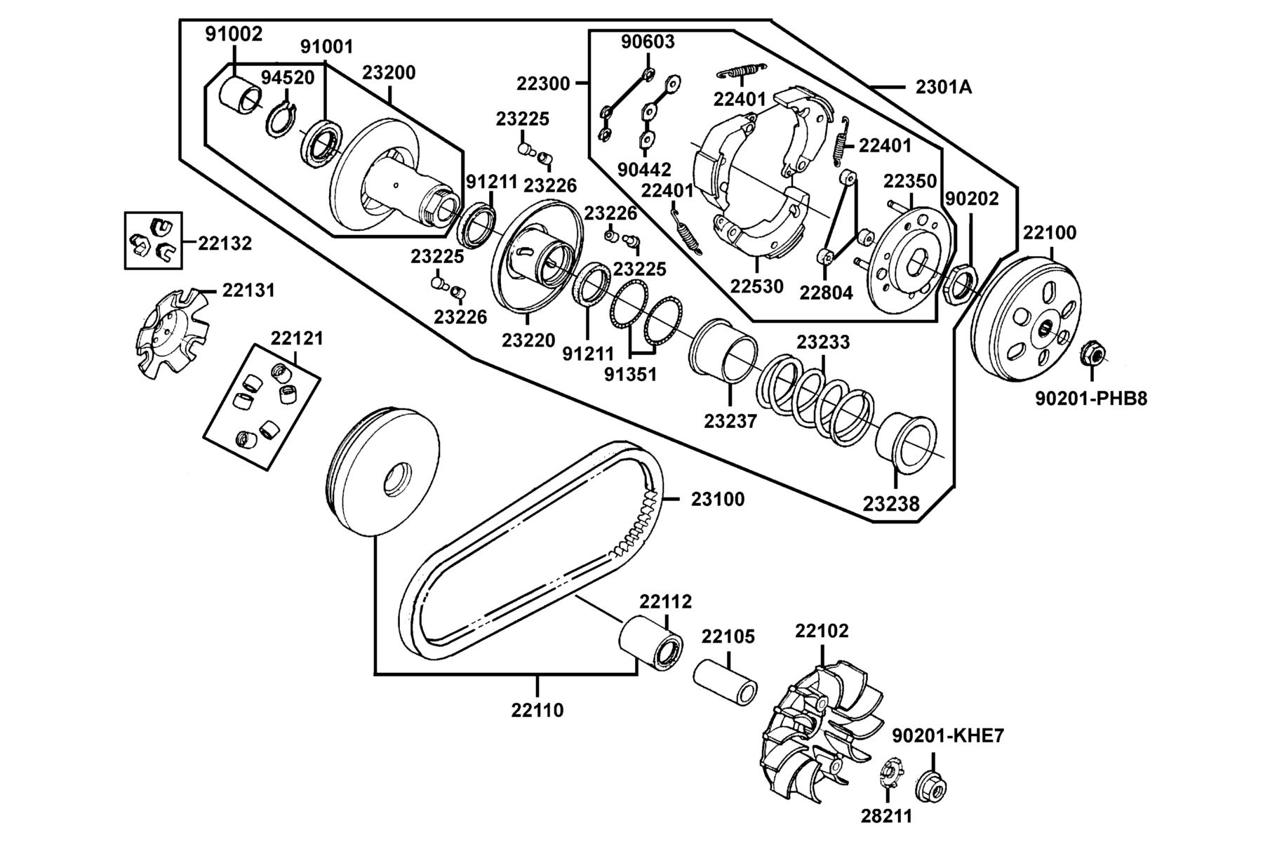 COMPAGNO 110i (2016~) Driven Pulley parts diagram