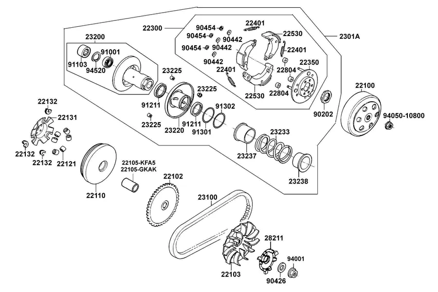 E05 Drive Pulley parts diagram