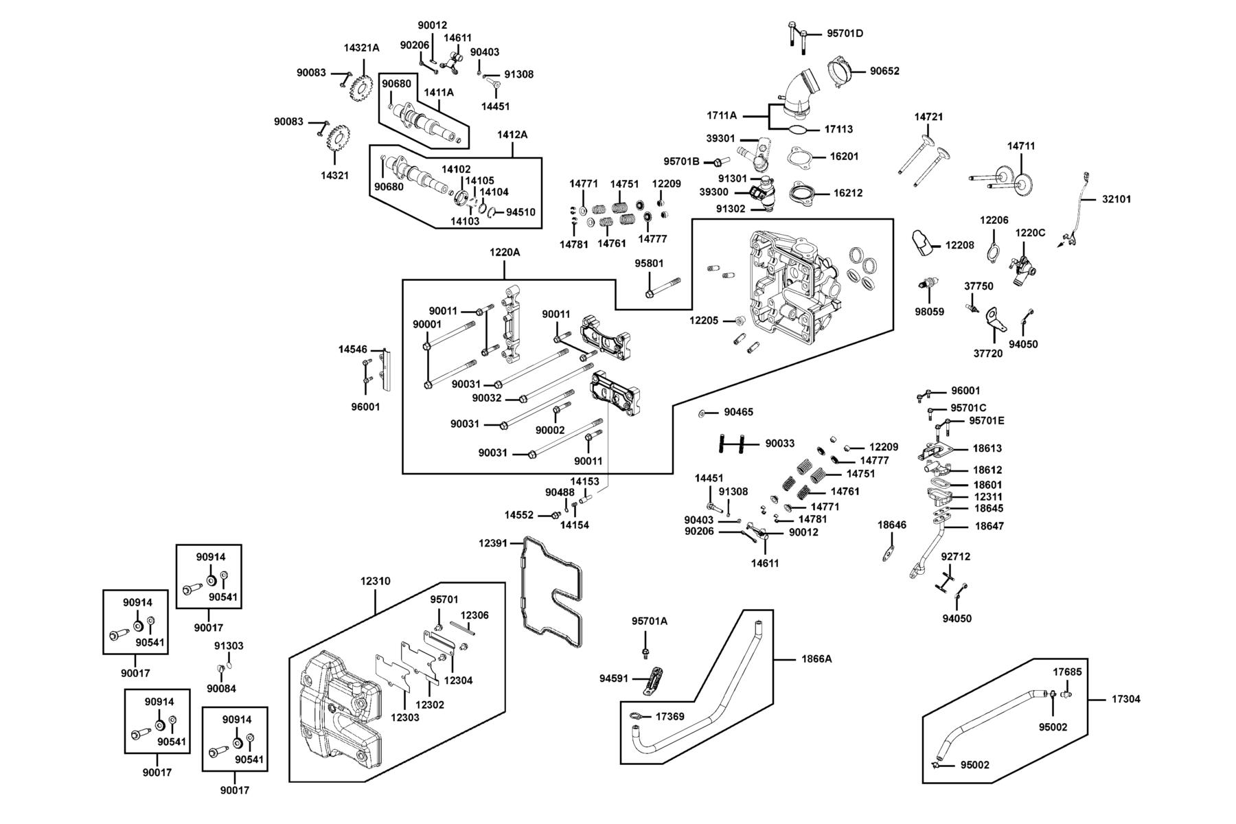 KYMCO XCITING R500i (2009-2013) Cylinder Head Cover and Cylinder Head parts diagram