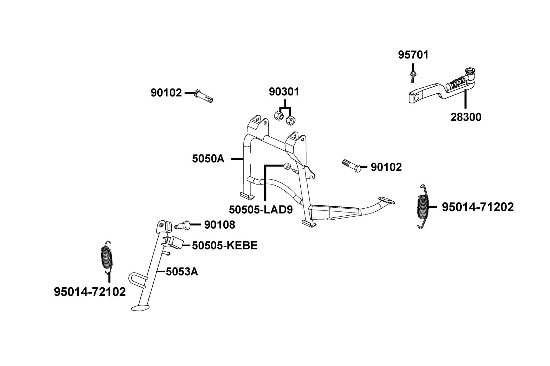 Agility 50 MY2026 Stand ● Kick Starter Arm parts diagram