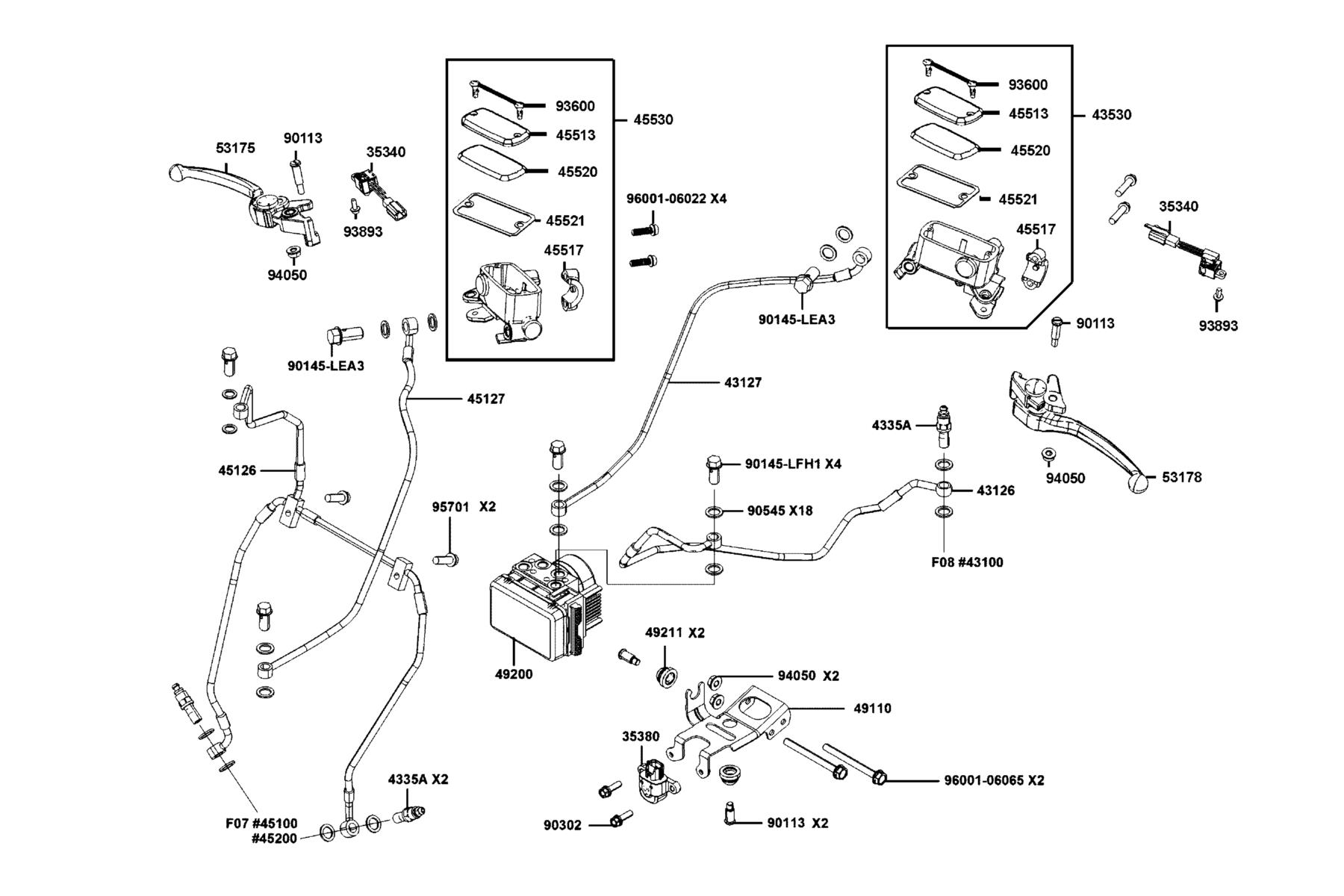 AK550 ST Brake Master Cylinder parts diagram