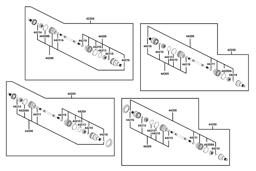 F24 Half Shaft Fr/Rr parts diagram