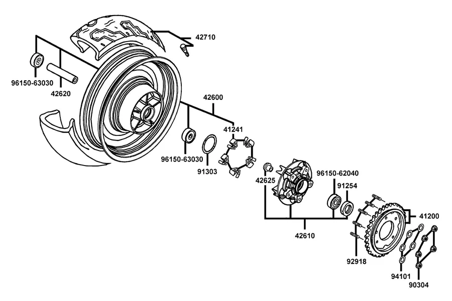 F12 Rear Wheel parts diagram