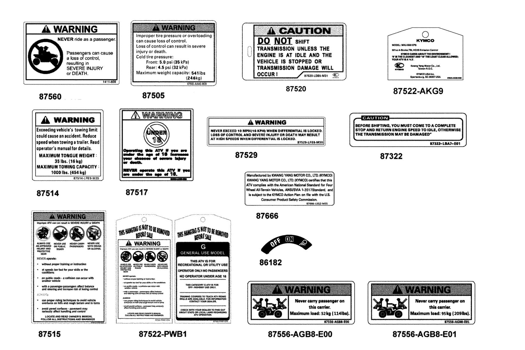 MXU 550i (2023) Caution Label parts diagram