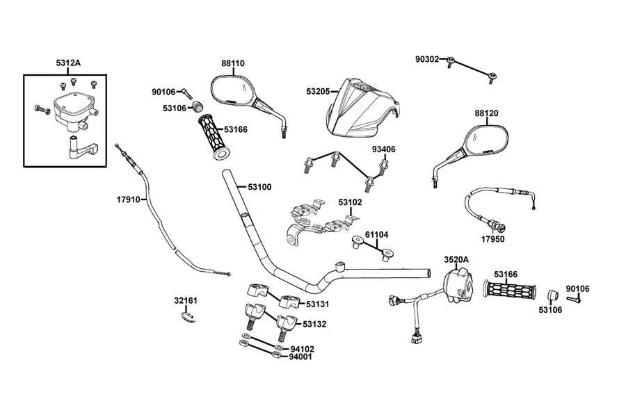 F03 Handle Steering parts diagram