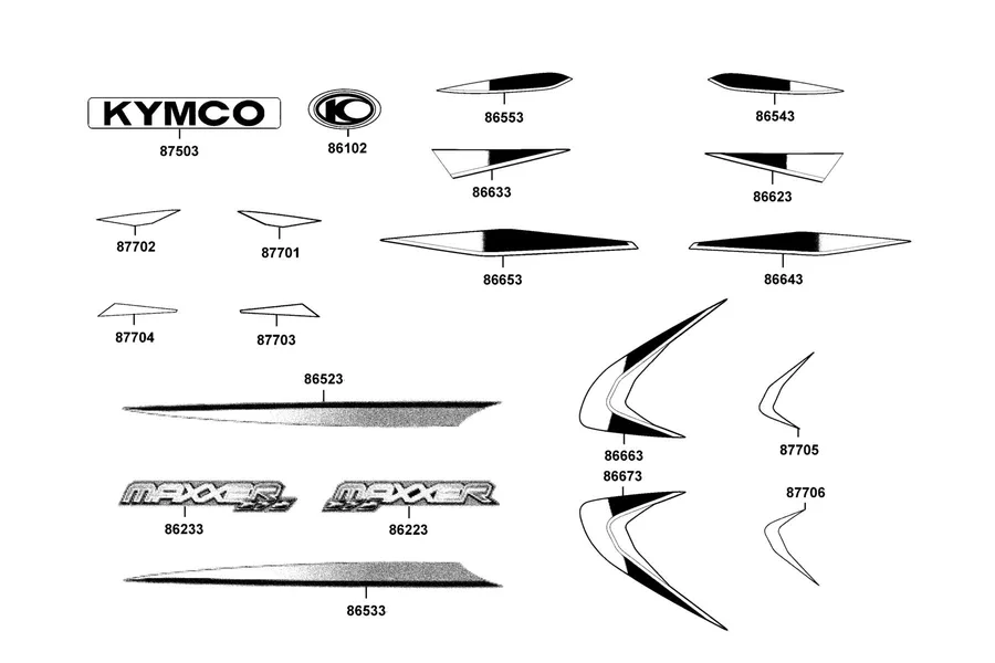 F25 Emblem and Stripe parts diagram