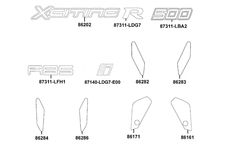 F26 Emblem and Stripe parts diagram