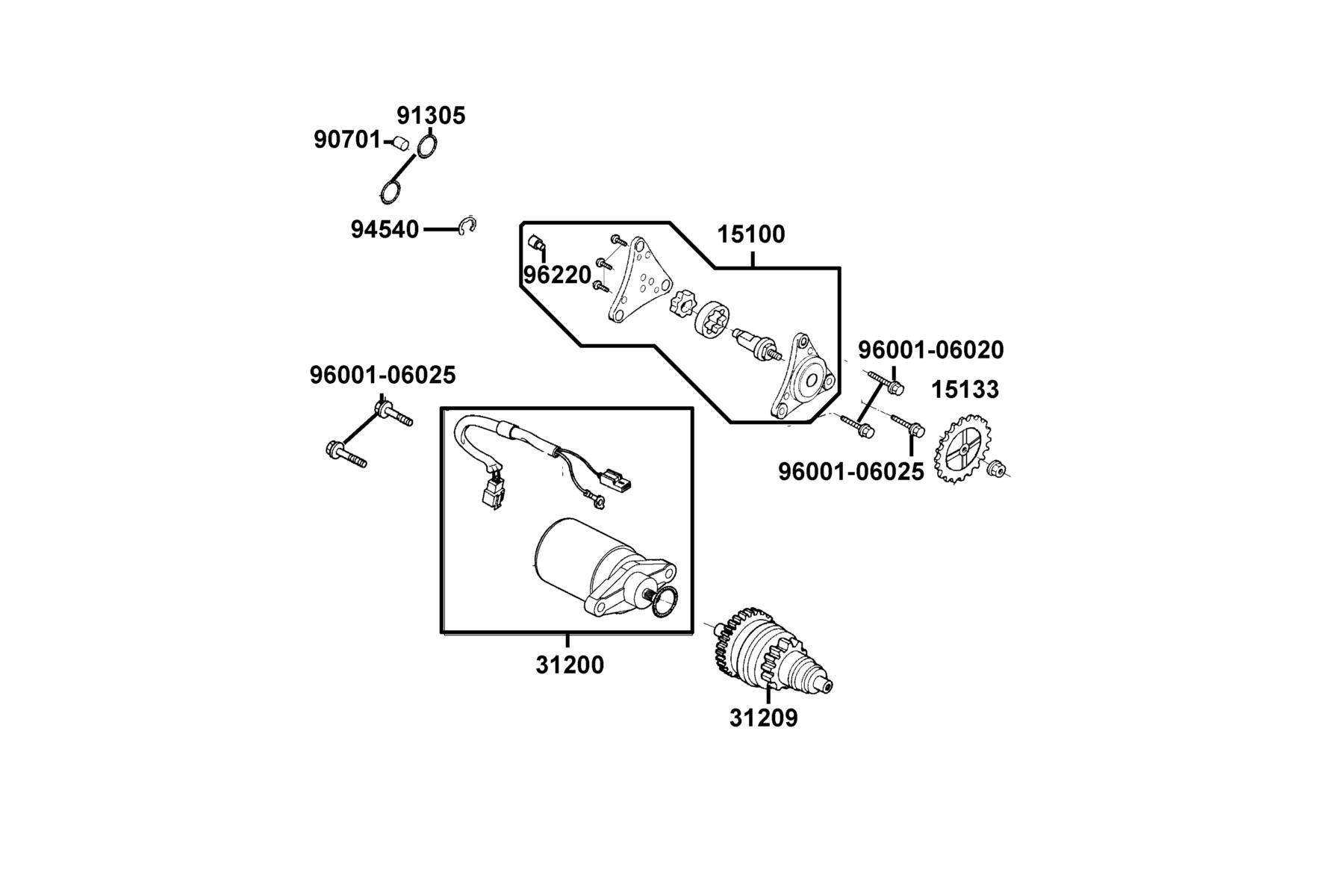 LIKE(2)50(2019~) Starting Motor ● Oil Pump parts diagram