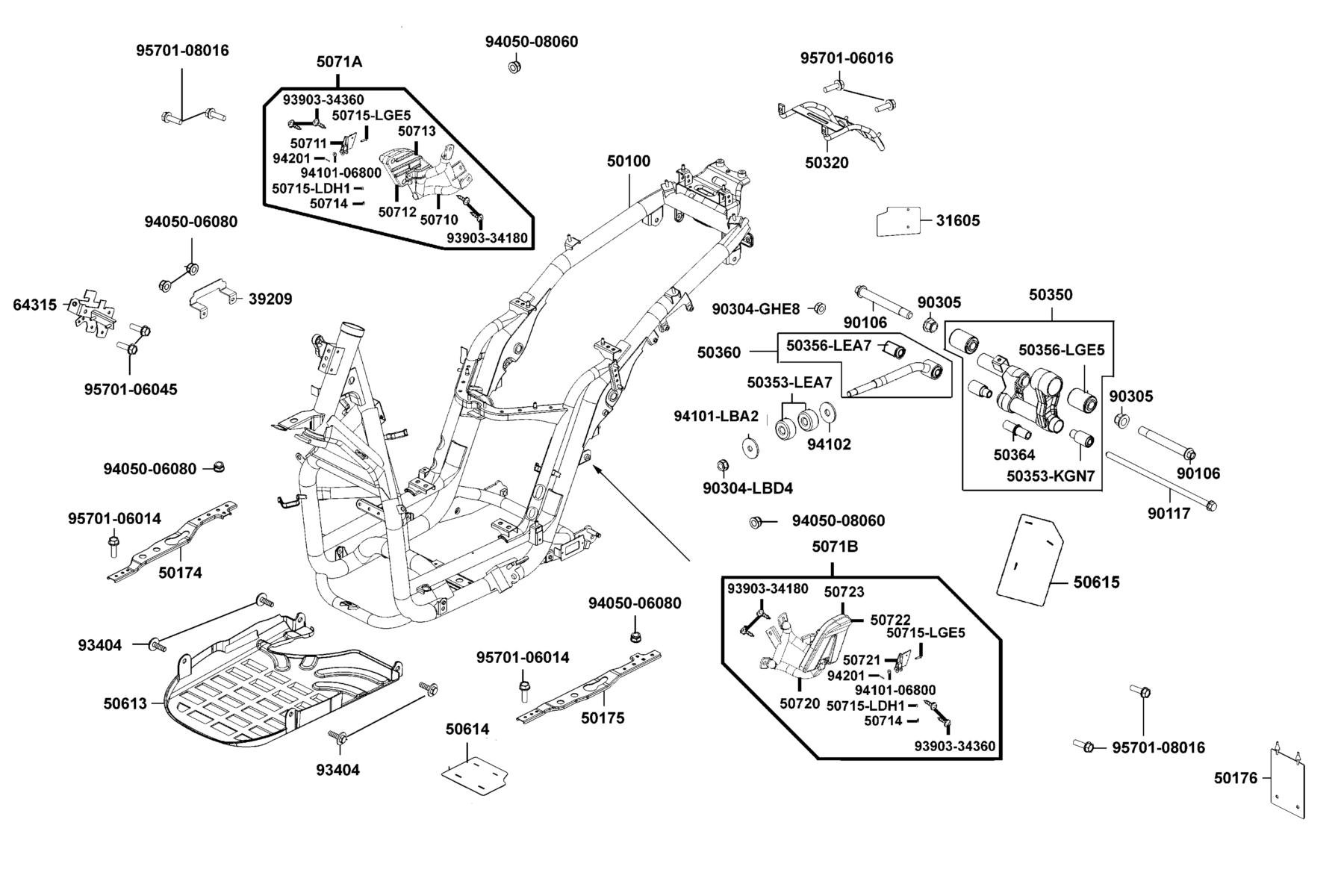 PEOPLE GTi 300 (2016~) Frame Body parts diagram