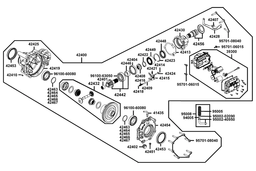 E09 Gear Case Front parts diagram