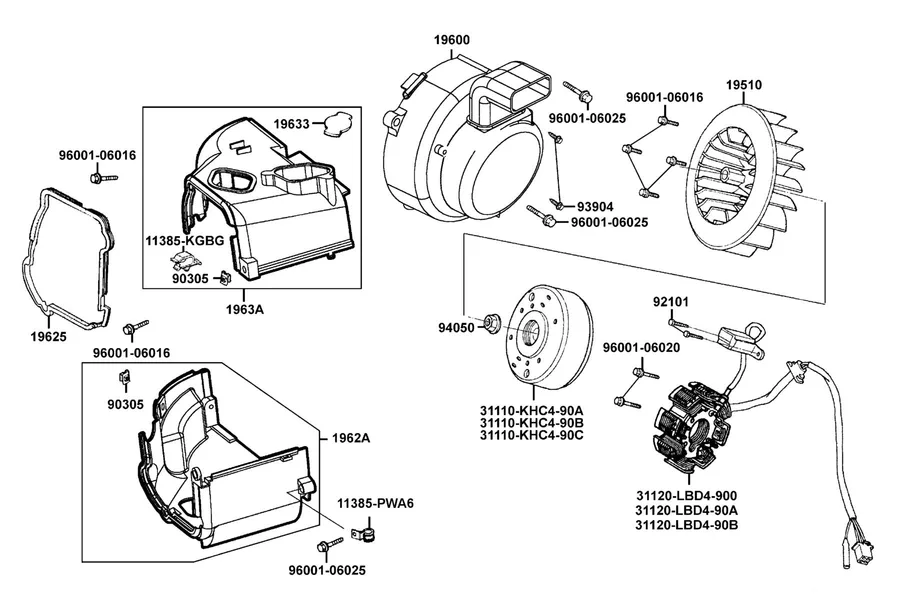 E07 Fan Cover and Generator parts diagram