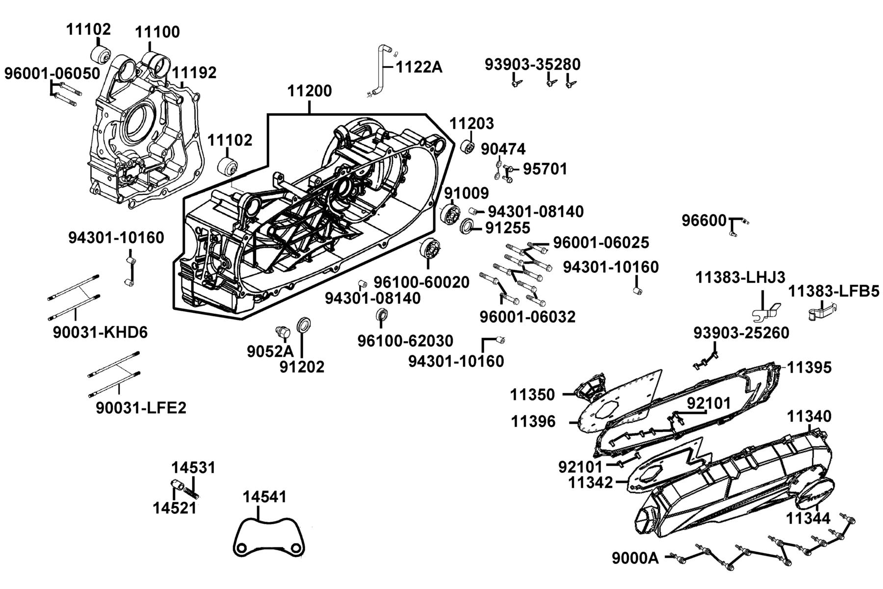 Like 150i ABS(2022) Crank Case parts diagram
