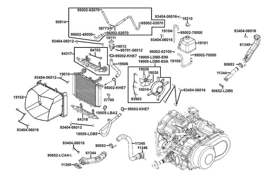 F22 Radiator parts diagram