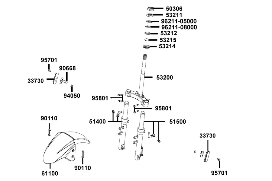 F06 Stem Steering and Front Cushion parts diagram