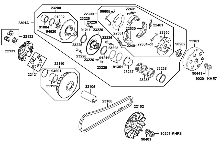 E05 Transmission Pulley parts diagram
